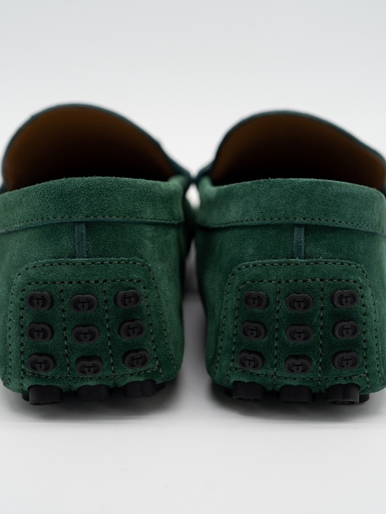 size 9G 9.5 US Gucci Driver Horsebit Suede Green Loafers main image 4